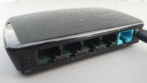 Routeur internet vu de l’arrière, avec ses prises réseau